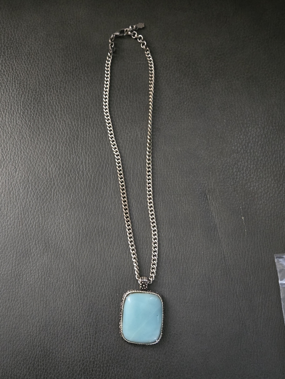Lucky Brand Silver-Tone Necklace with Light Blue Pendant